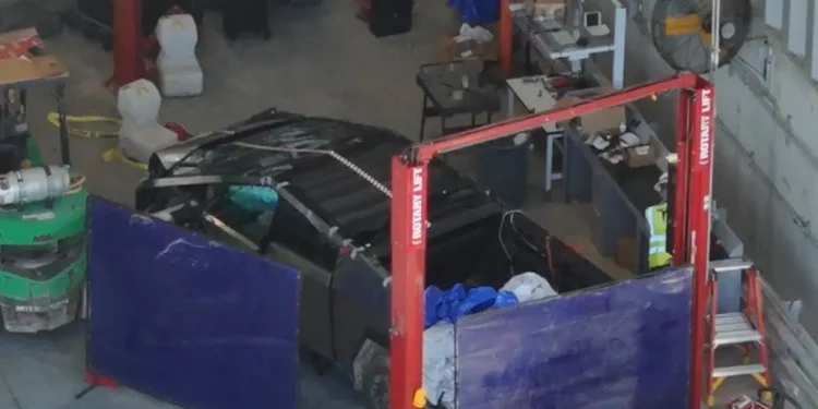 Tesla Cybertruck spotted crash testing at Giga Texas Tesla Cybertruck spotted crash testing at Giga Texas